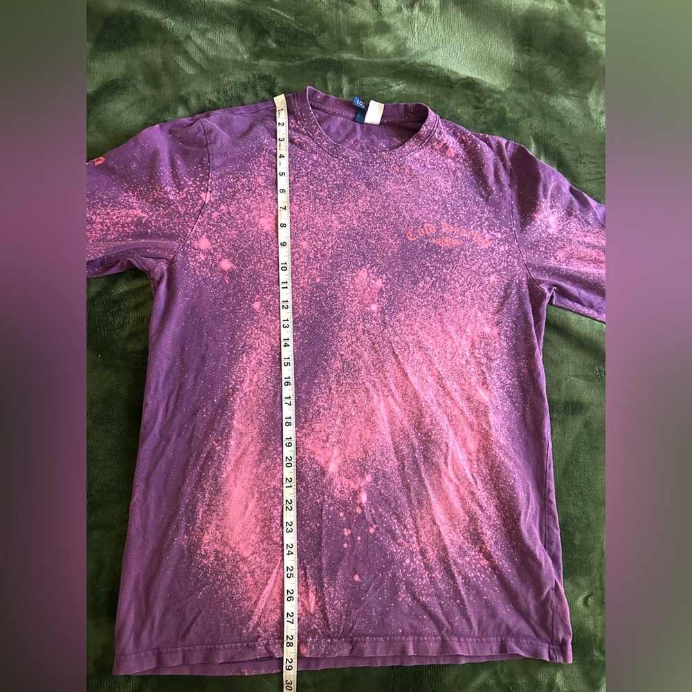 H&M Purple Bleach Dye Long Sleeve Shirt Size L Grunge Alt Streetwear Upcycled - Picture 7 of 8
